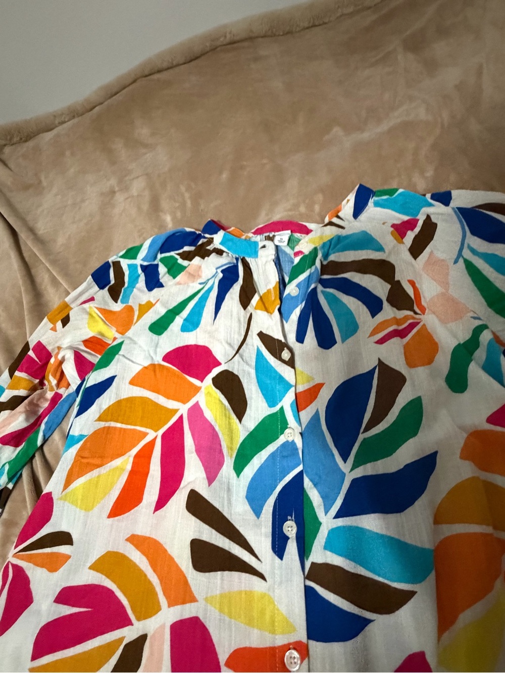 Tabitha Brown x  Target Botanical Print Puff Sleeve Mini Dress or Tunic XL - Picture 3 of 5